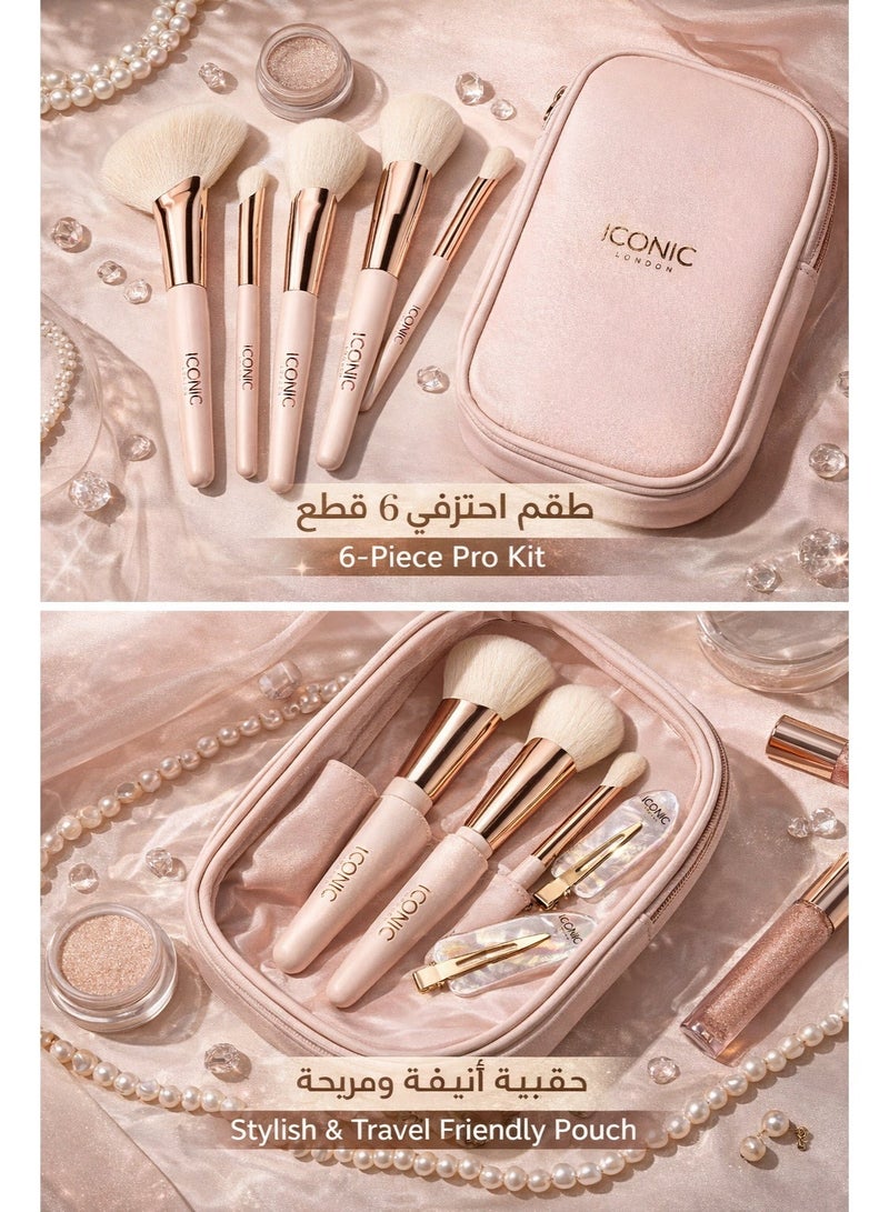 ICONIC London Professional Makeup Brush Set – 6 High-Quality Brushes with Stylish Pouch - Image 2